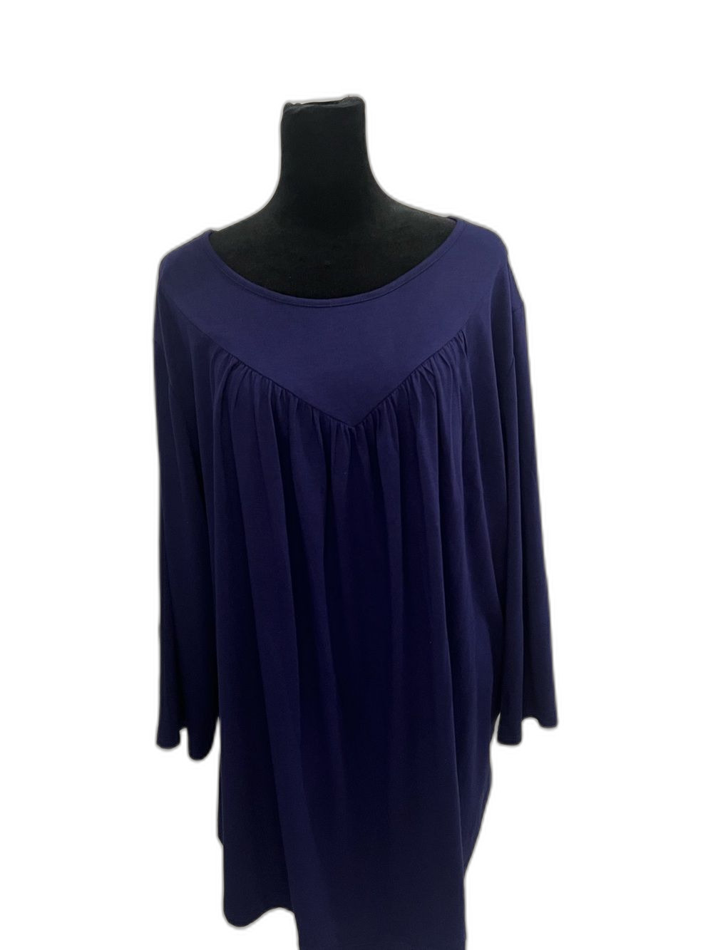 3XL Purple Long Sleeve Tunic Top Gathered Front Stretch